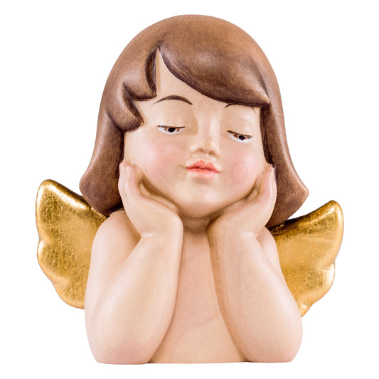 Wooden statue of Deco angel dreaming