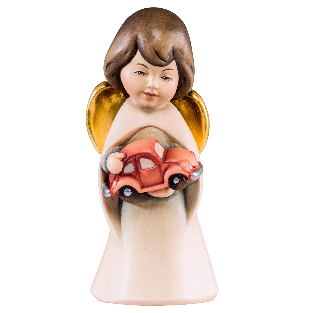 Wooden statue of Dream angel with car