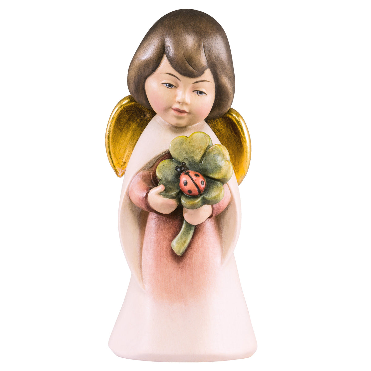 Wooden statue of Dream angel with clover
