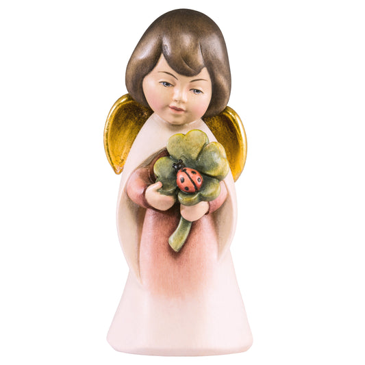 Wooden statue of Dream angel with clover