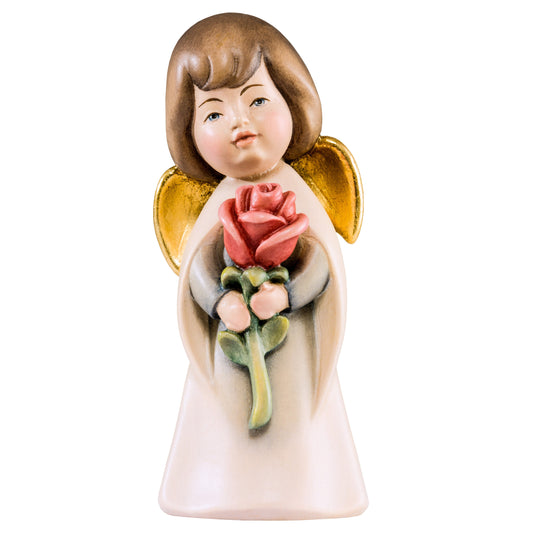 Wooden statue of Dream angel with rose
