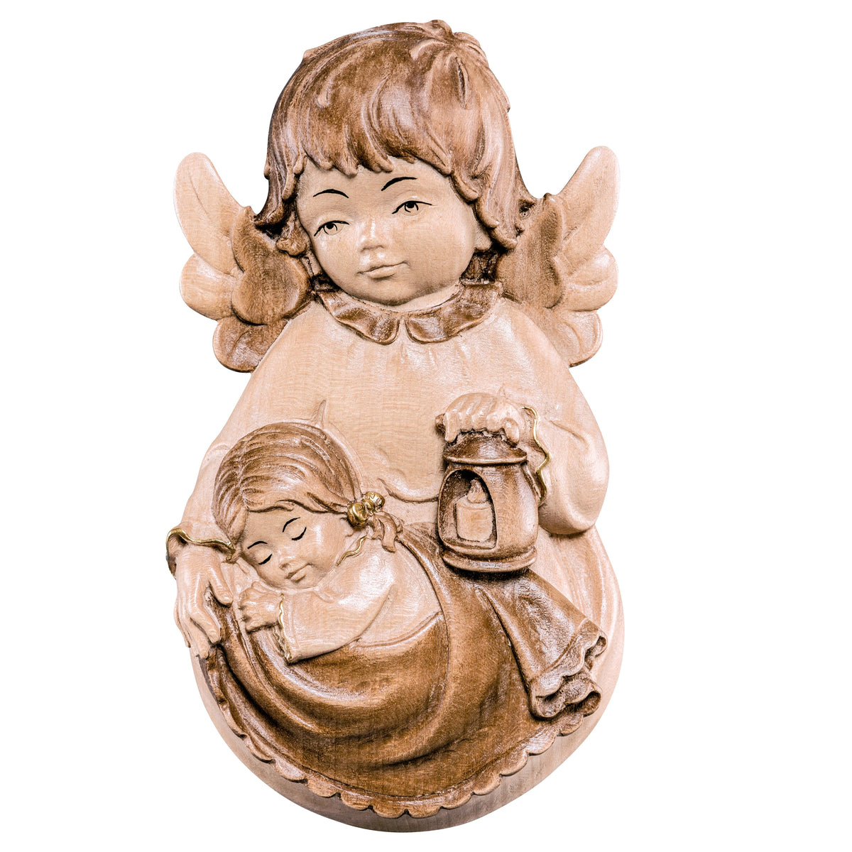 Wooden statue of Guardian angel to hang with girl