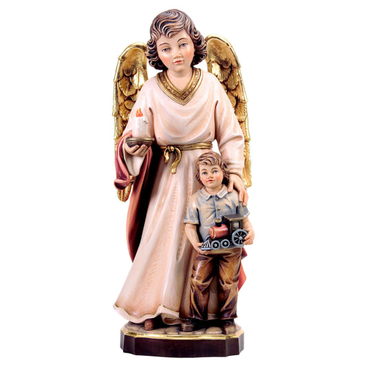Wooden statue of Guardian angel with boy