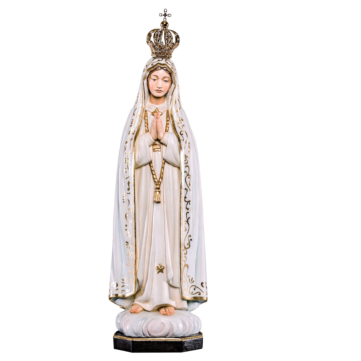 Wooden statue of Madonna Fátima with crown