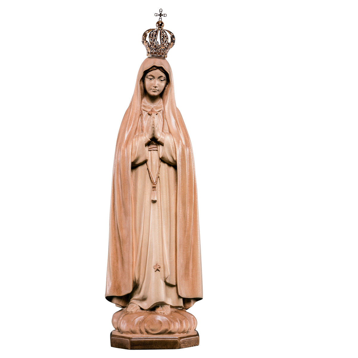Wooden statue of Madonna Fátima with crown