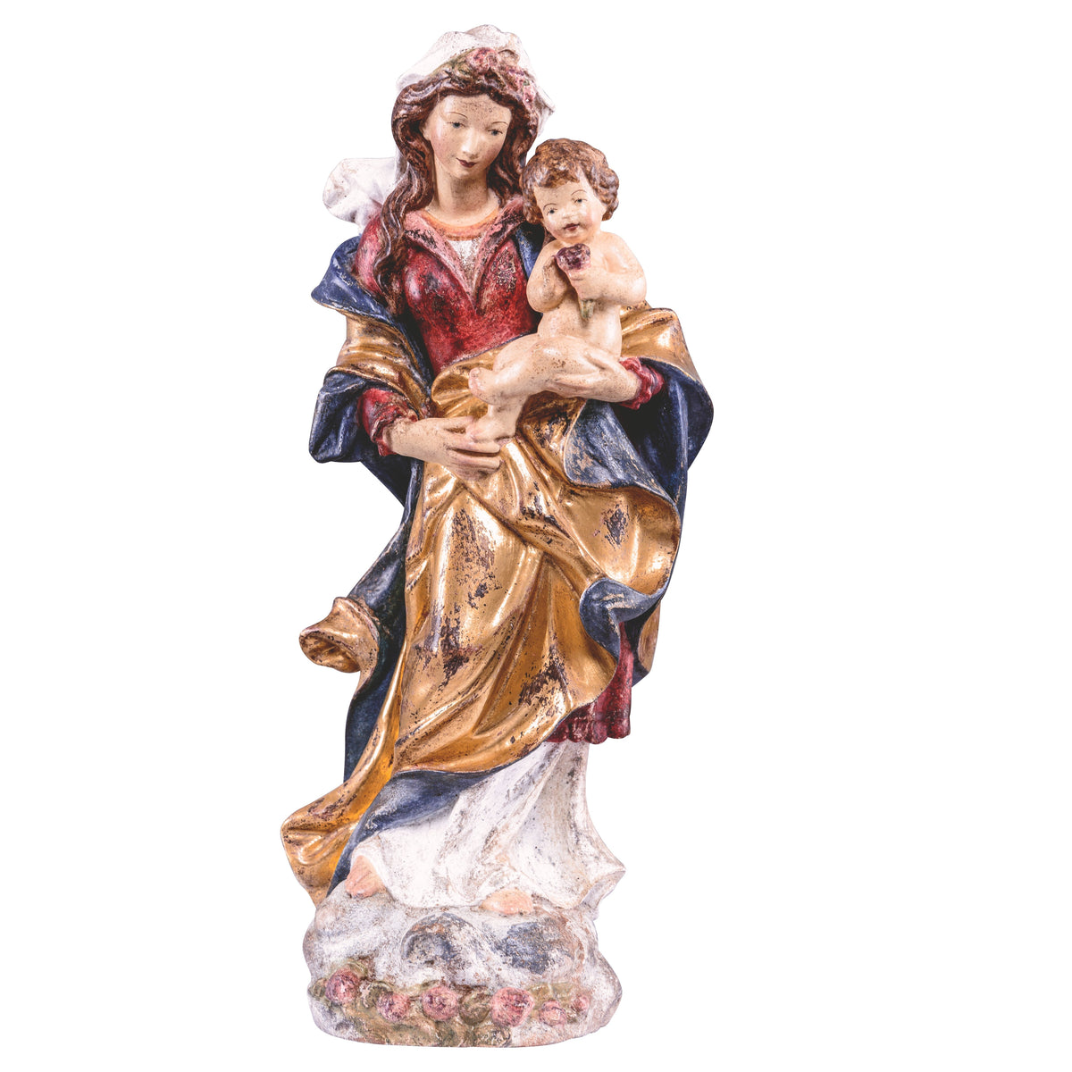Wooden statue of Madonna of roses