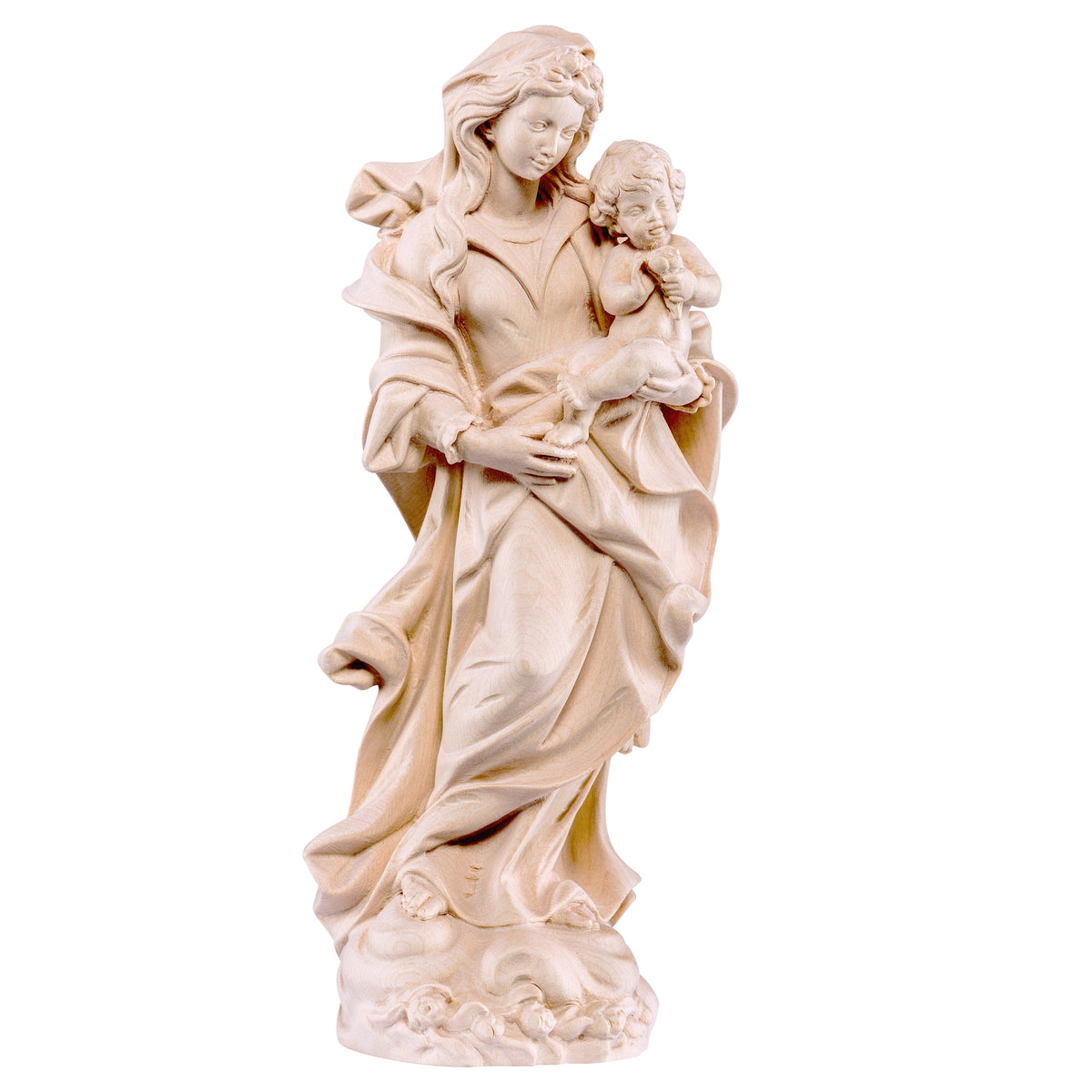 Wooden statue of Madonna of roses
