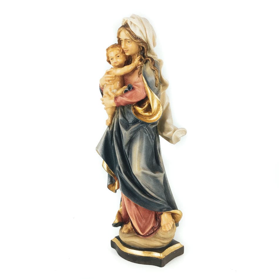 Wooden Statue of Virgin Mary with Baby Jesus