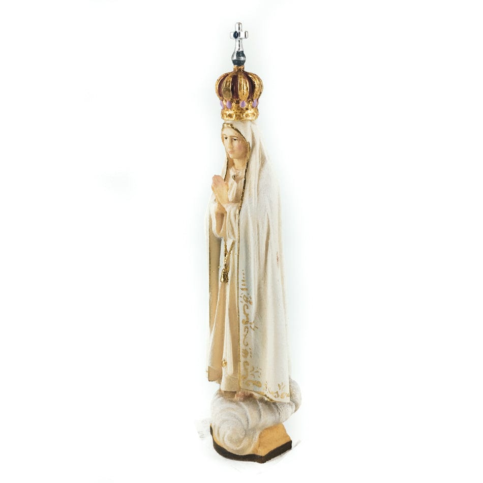 Wooden Statue of Our Lady of Fátima with Crown of Gemstones