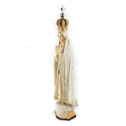 Wooden Statue of Our Lady of Fátima with Crown of Gemstones