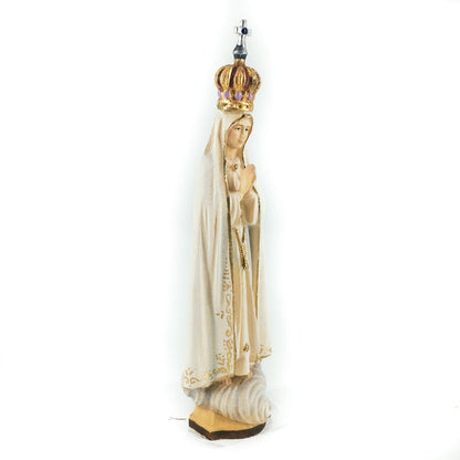 Wooden Statue of Our Lady of Fátima with Crown of Gemstones