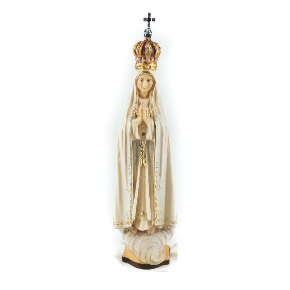 Wooden Statue of Our Lady of Fátima with Crown of Gemstones