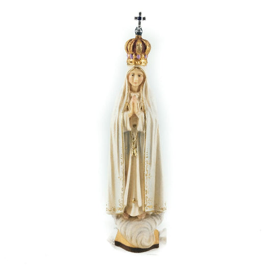 Wooden Statue of Our Lady of Fátima with Crown of Gemstones
