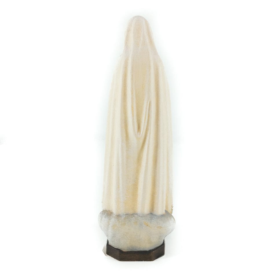 Wooden Statue of Our Lady of Fatima with Gold-decorated White Dress