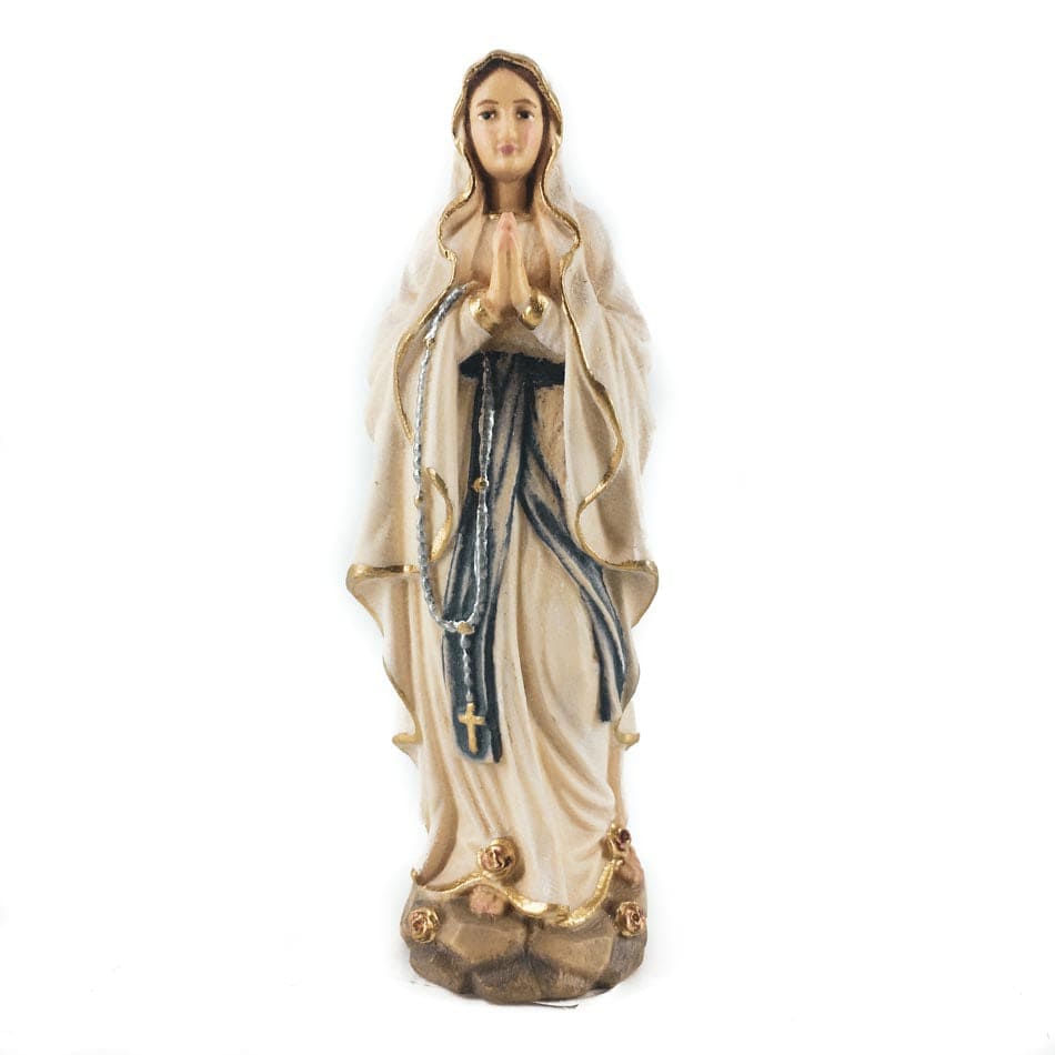 Wooden Statue of Our Lady of Lourdes with Roses on her Feet