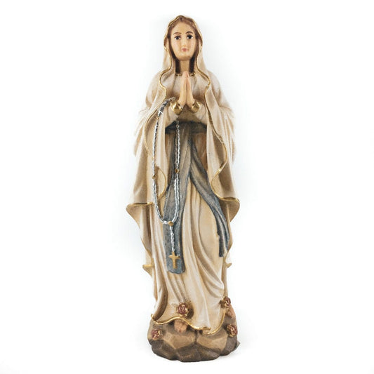 Wooden Statue of Our Lady of Lourdes with Roses on her Feet
