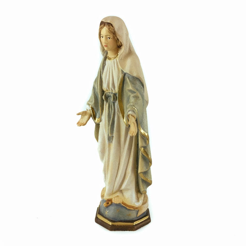 Wooden Statue of Our Lady of the Miraculous Medal with Blue Belt