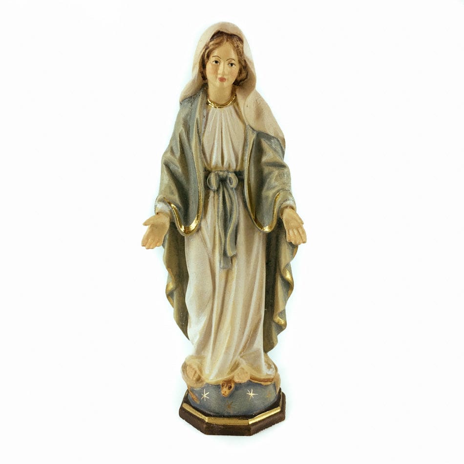 Wooden Statue of Our Lady of the Miraculous Medal with Blue Belt