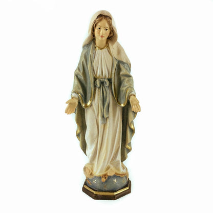 Wooden Statue of Our Lady of the Miraculous Medal with Blue Belt