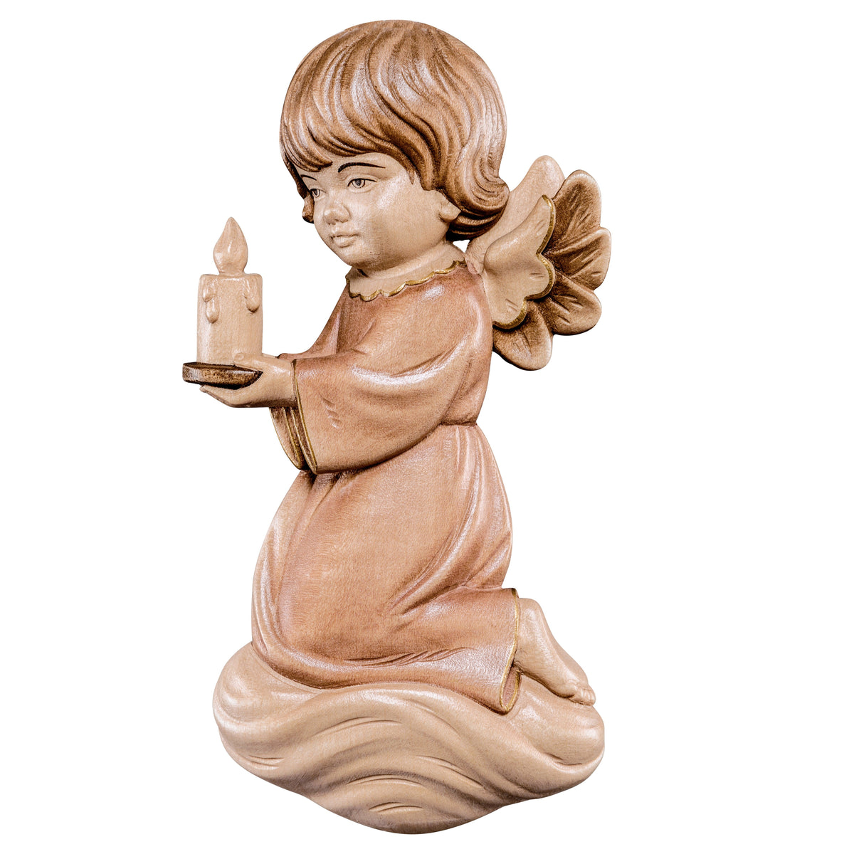 Wooden statue of Pitti angel with candle