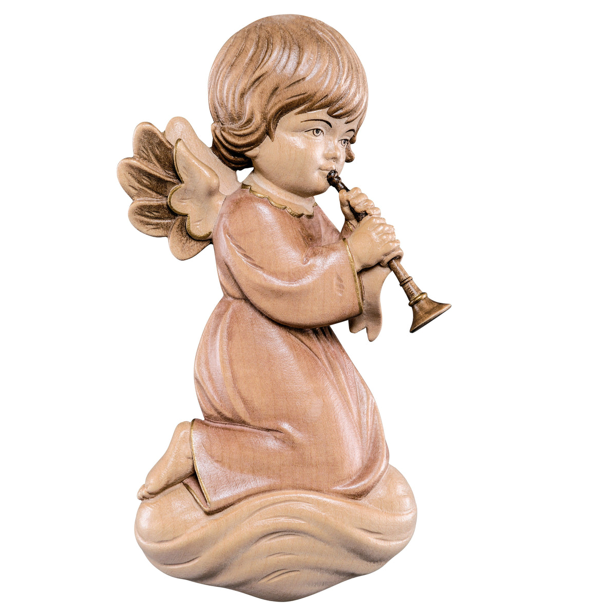 Wooden statue of Pitti angel with trombone