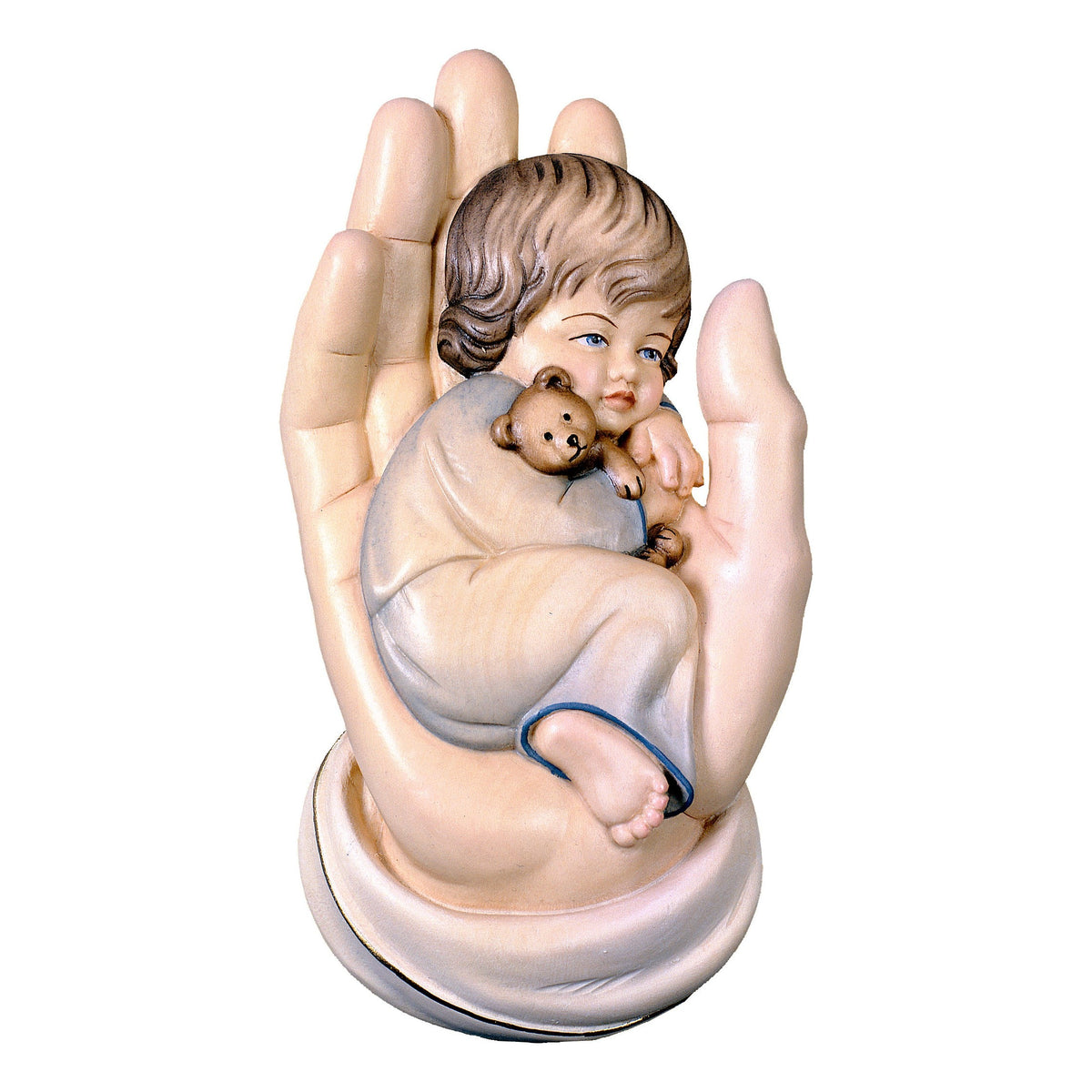 Wooden statue of Protecting hand with boy to hang