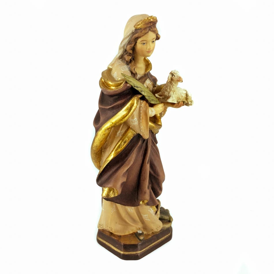 Wooden Statue of Saint Agnes of Rome with Lamb