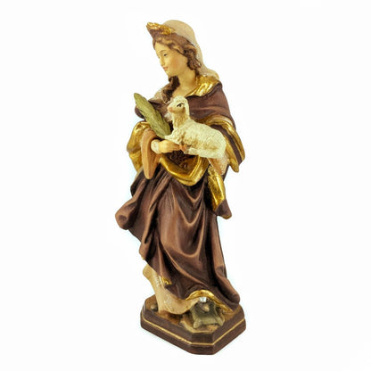 Wooden Statue of Saint Agnes of Rome with Lamb