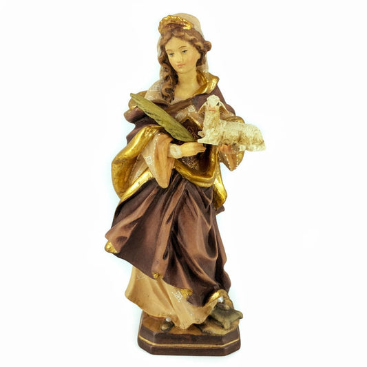 Wooden Statue of Saint Agnes of Rome with Lamb
