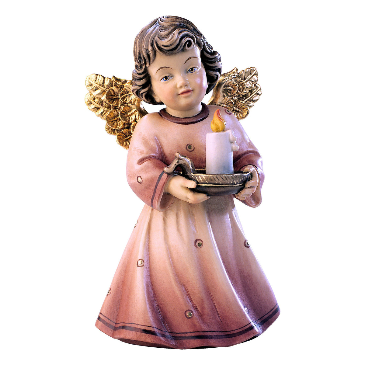Wooden statue of Sissi angel with candle