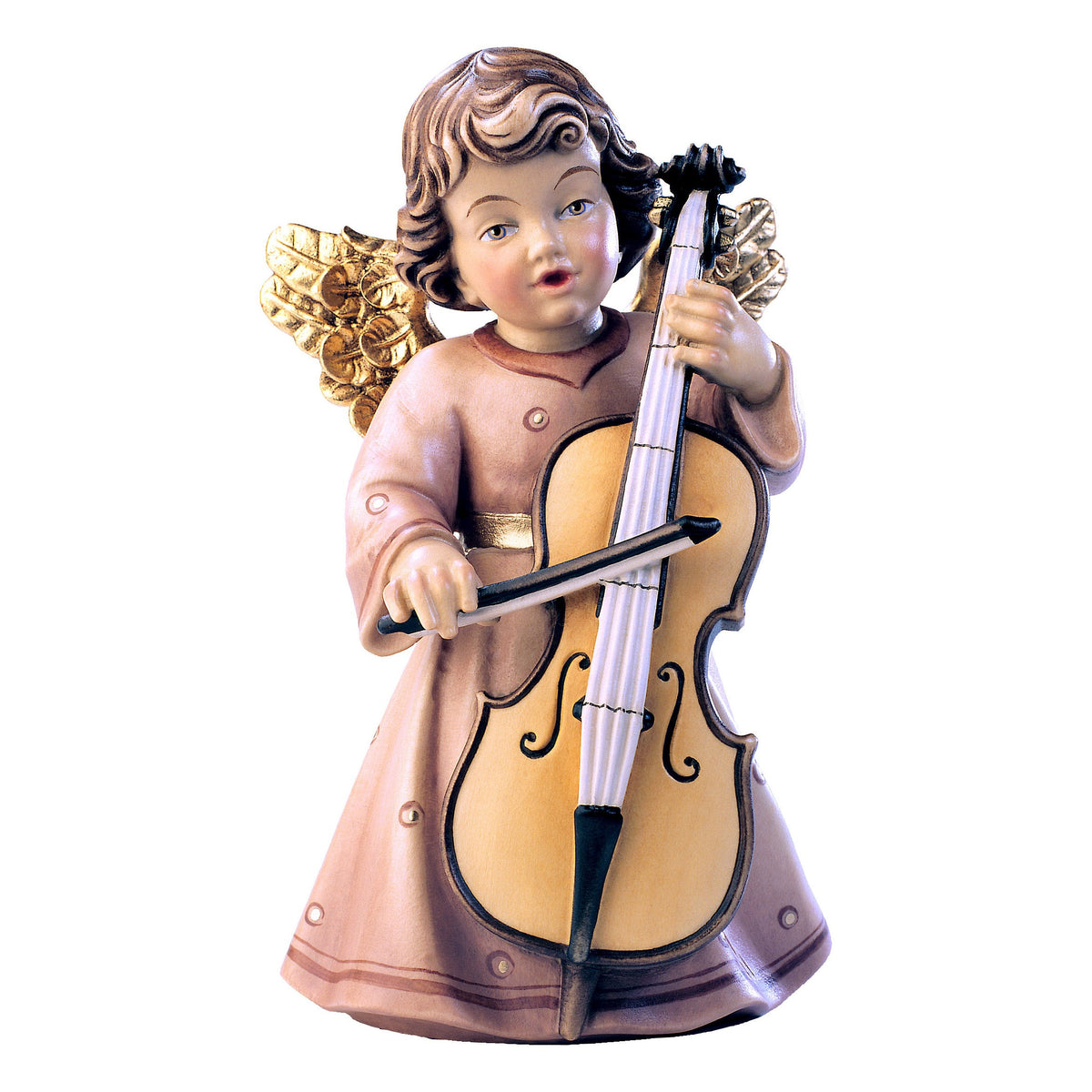 Wooden statue of Sissi angel with cello