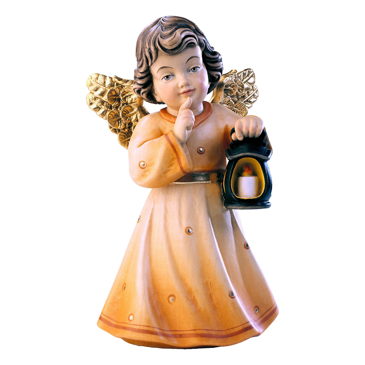 Wooden statue of Sissi angel with lantern
