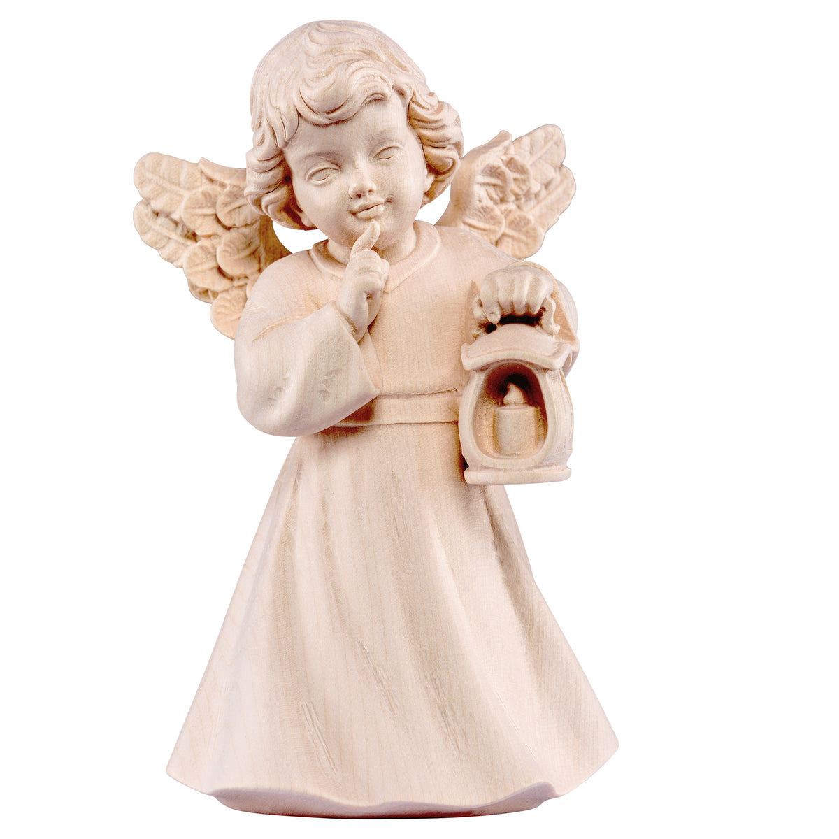 Wooden statue of Sissi angel with lantern