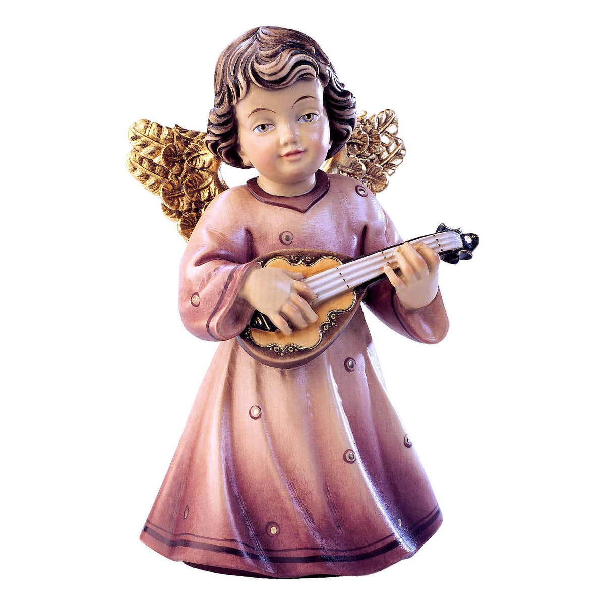 Wooden statue of Sissi angel with mandolin