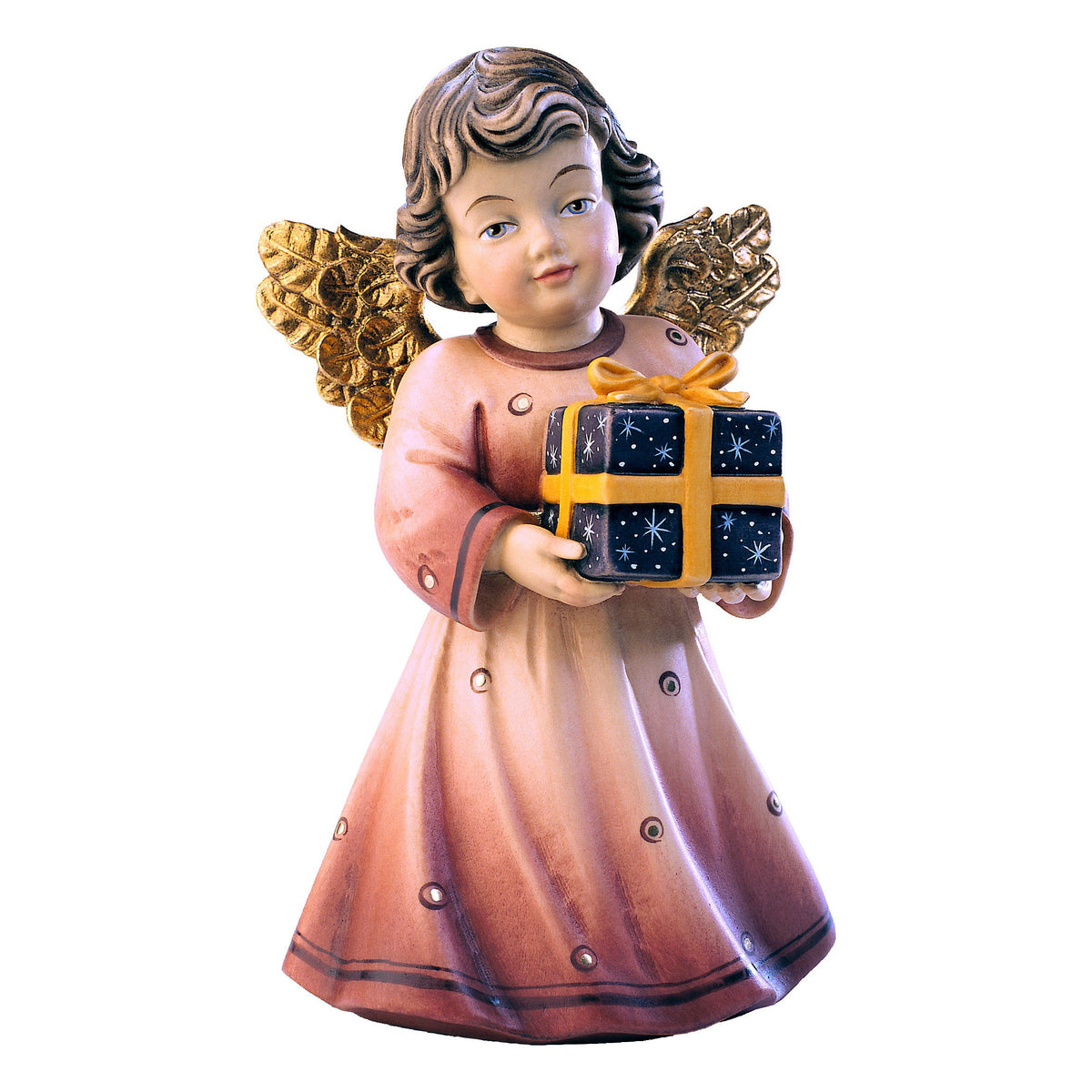 Wooden statue of Sissi angel with present