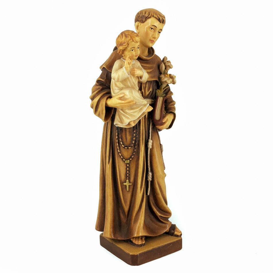 Wooden Statue of St. Anthony of Padua Holding Baby Jesus