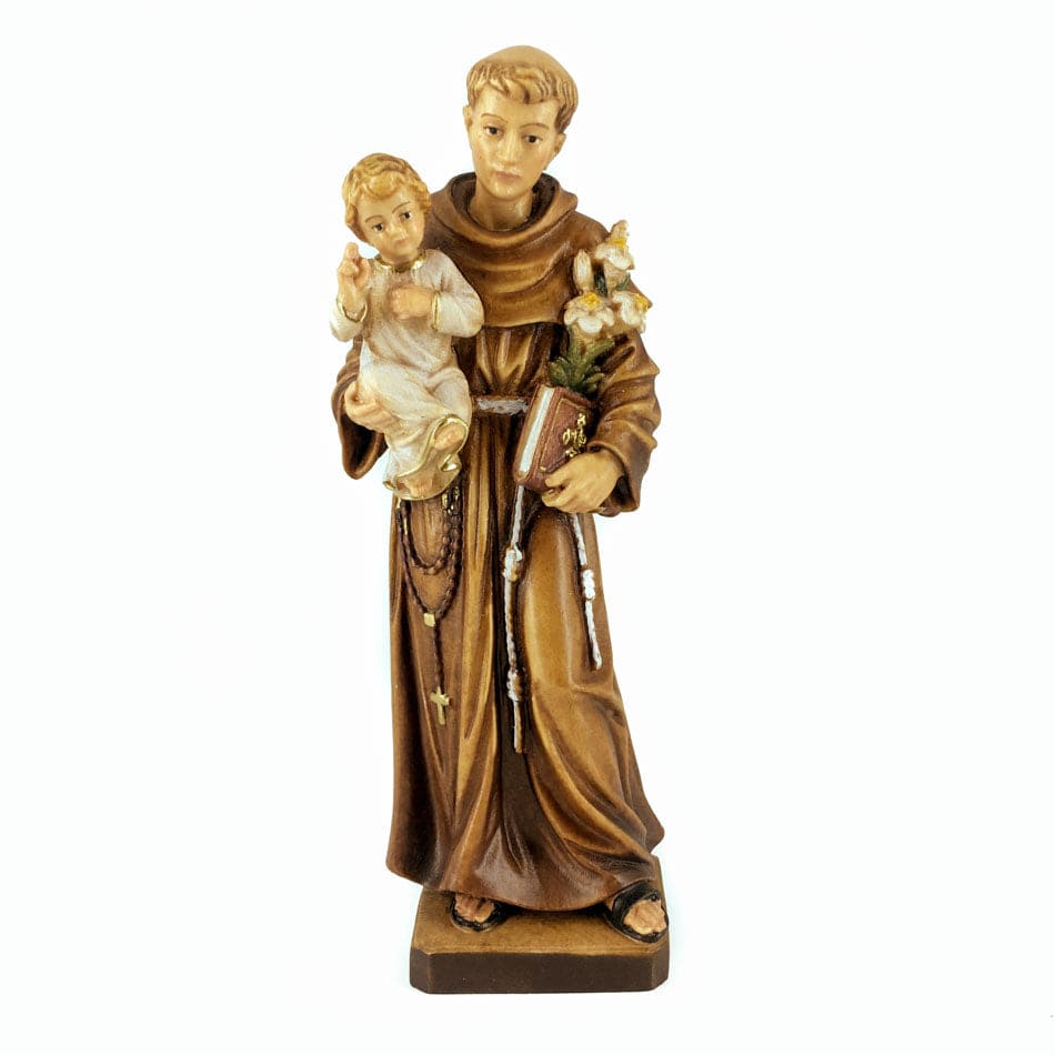 Wooden Statue of St. Anthony of Padua Holding Baby Jesus