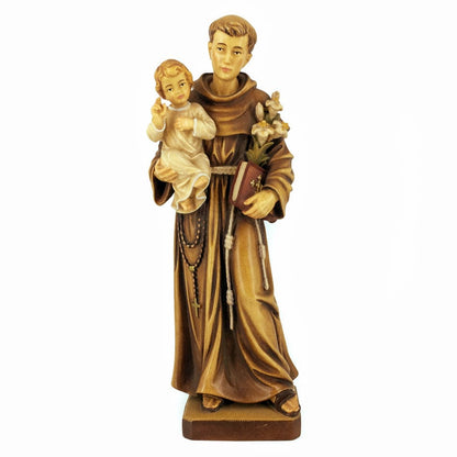 Wooden Statue of St. Anthony of Padua Holding Baby Jesus