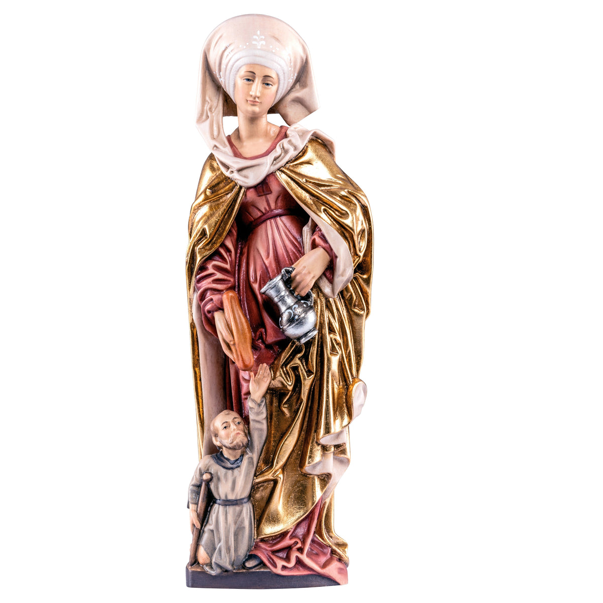 Wooden Statue of St. Elizabeth With Beggar