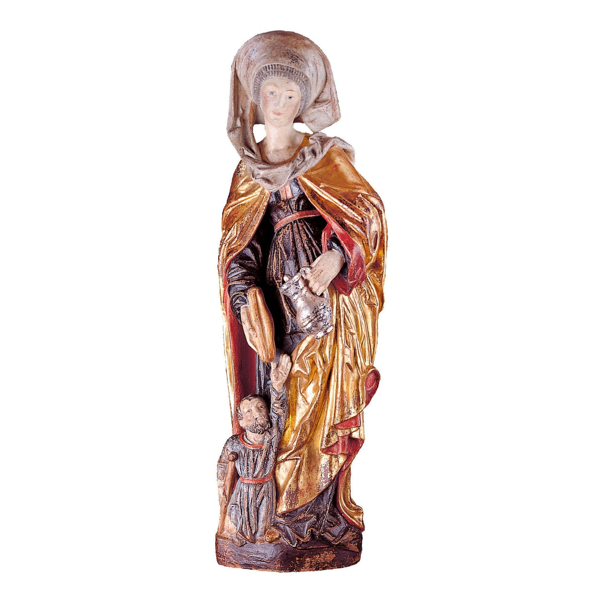 Wooden Statue of St. Elizabeth With Beggar