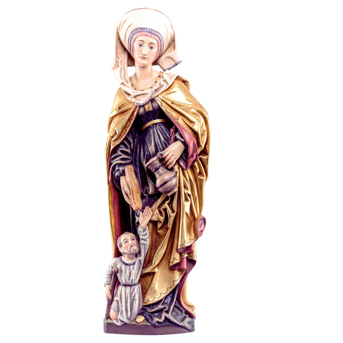 Wooden Statue of St. Elizabeth With Beggar