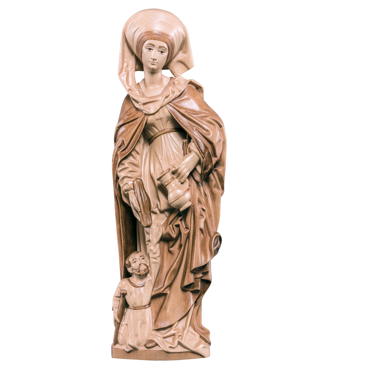 Wooden Statue of St. Elizabeth With Beggar