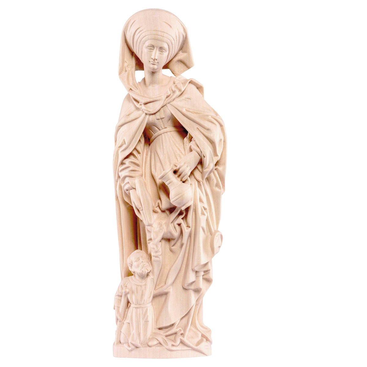Wooden Statue of St. Elizabeth With Beggar