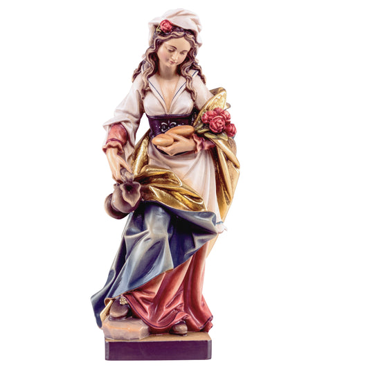 Wooden Statue of St. Elizabeth With Roses