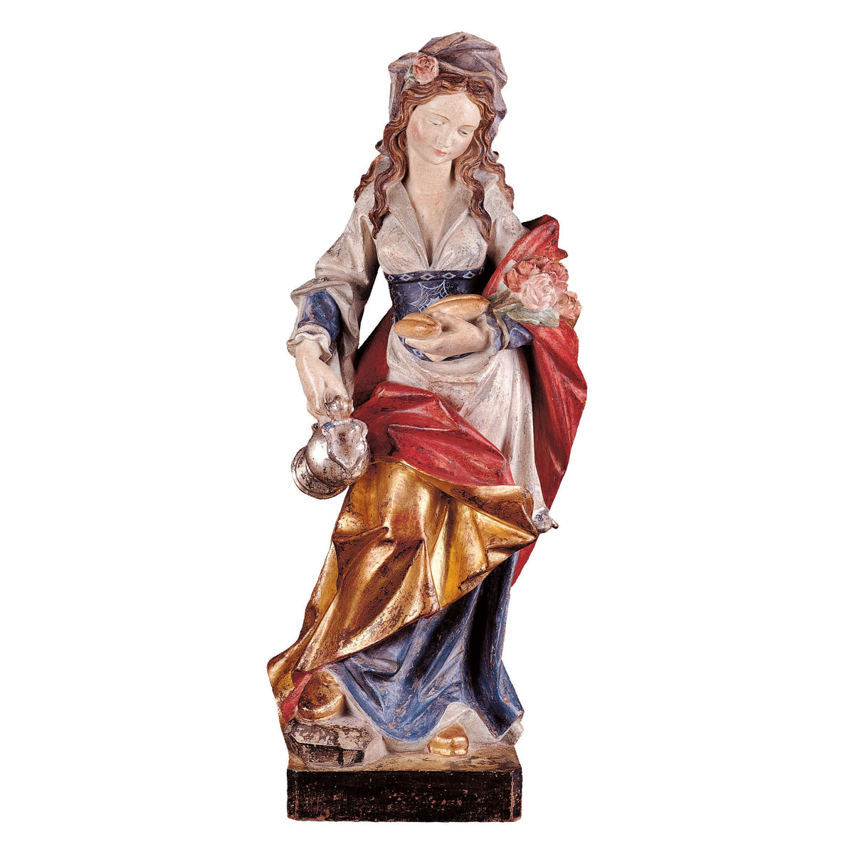 Wooden Statue of St. Elizabeth With Roses