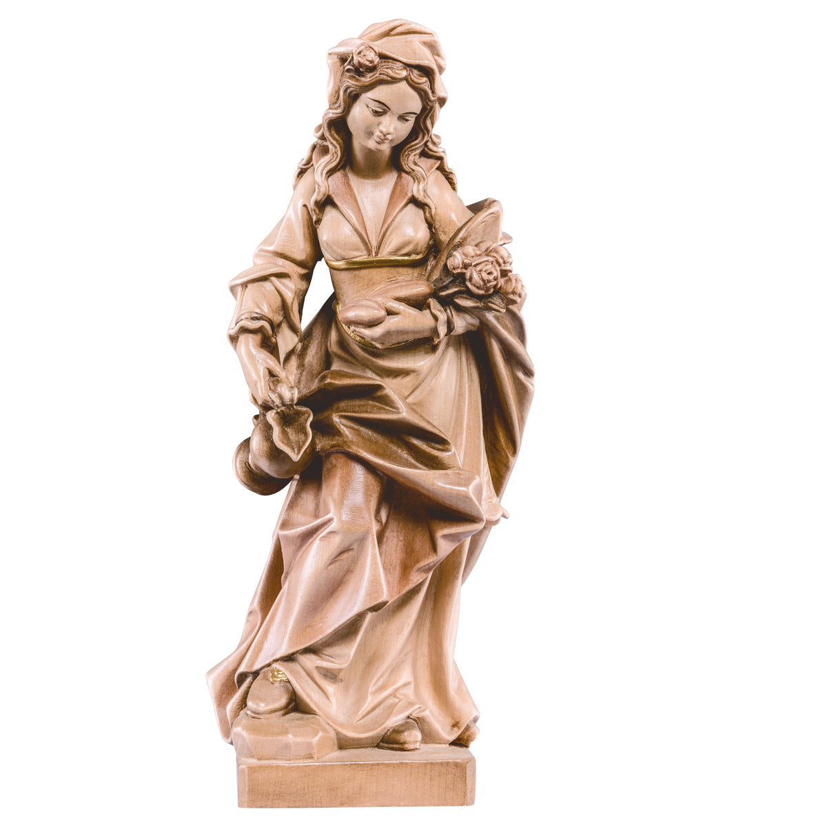 Wooden Statue of St. Elizabeth With Roses