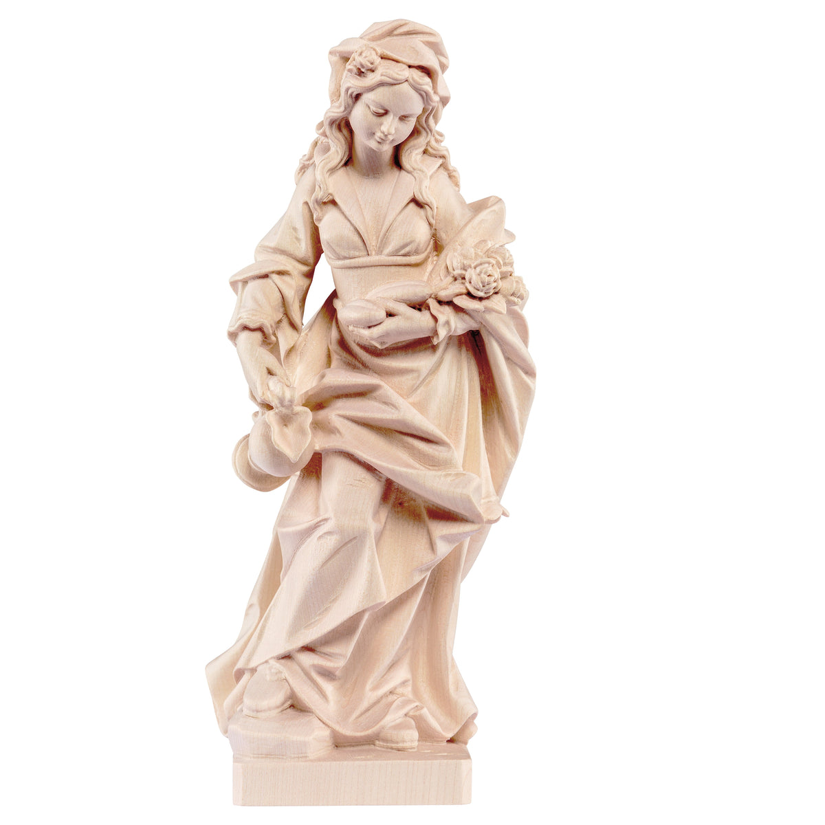 Wooden Statue of St. Elizabeth With Roses