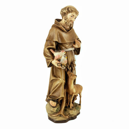 Wooden Statue of St. Francis of Assisi with Animals