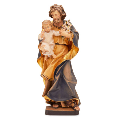 Wooden Statue of St. Joseph Holding Baby Jesus