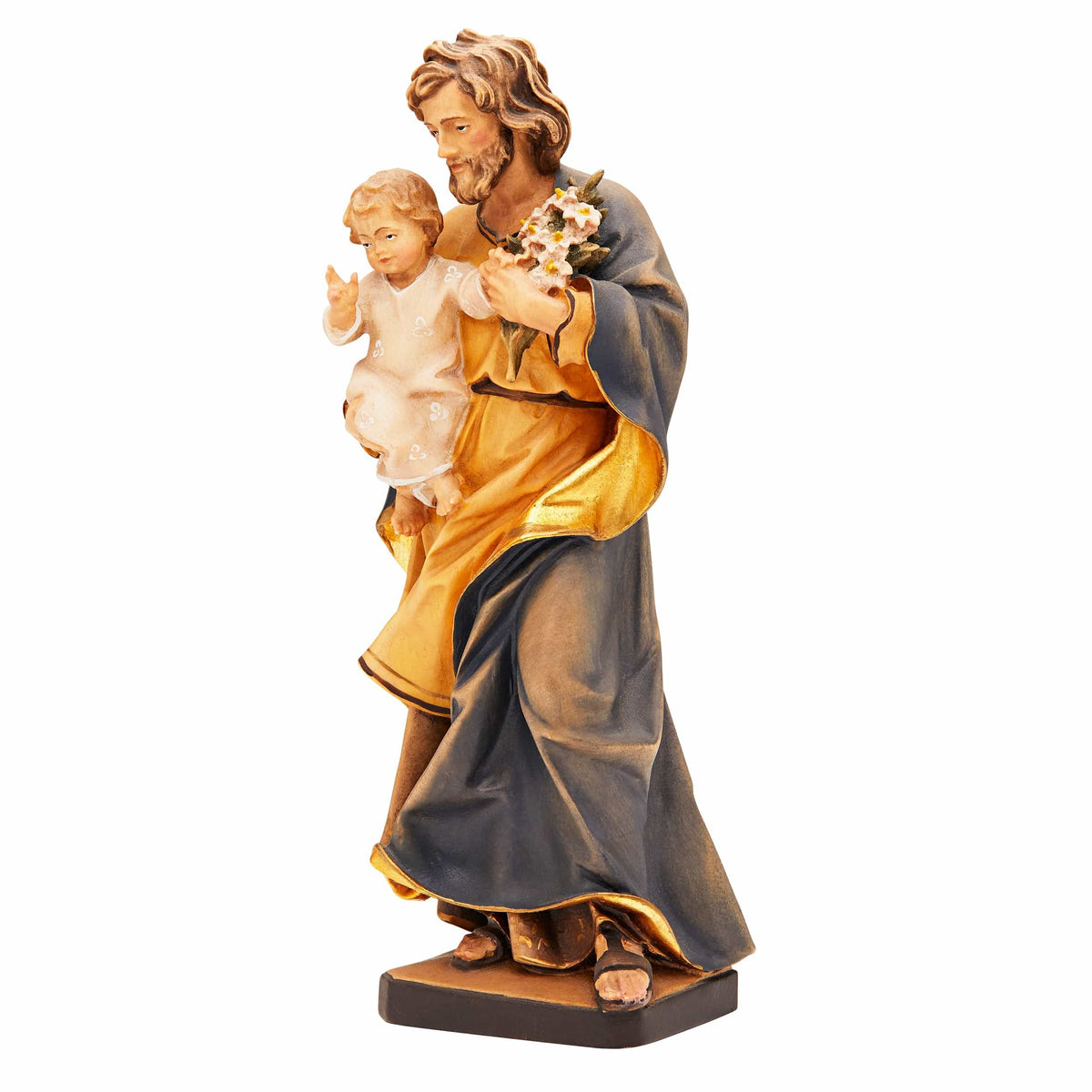 Wooden Statue of St. Joseph Holding Baby Jesus